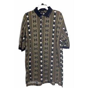 Tobasco Polo Shirt Mens XL Golf Collard Beige Black Logo Golf Ball